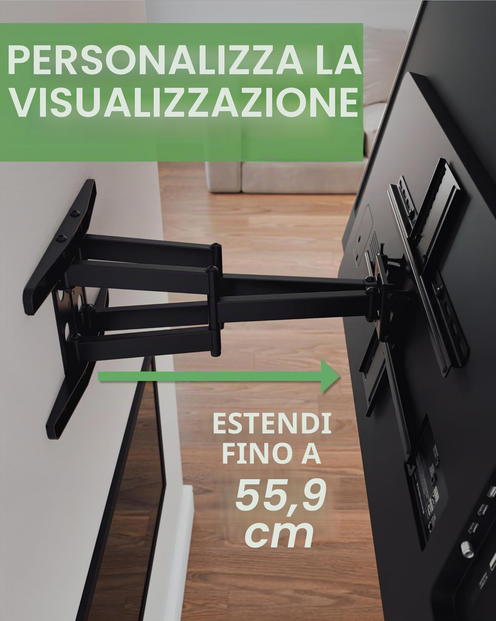 SANUS OLF22 - Supporto per TV Full Motion Premium per TV da 42"-90", robusto e liscio, orientabile e inclinabile, design universale per Samsung, LG, Vizio, TCL e altri, facile installazione