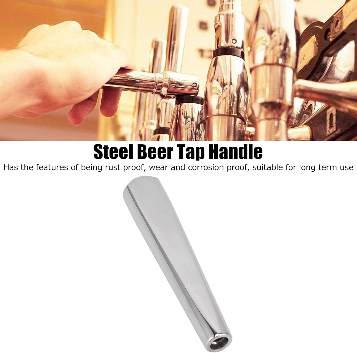 Beer Tap Handle, 2PCS Beer Faucet Handles Stainless Steel Keg Tap Handle for Standard 3/8inch Thread for Kegerator Tower
