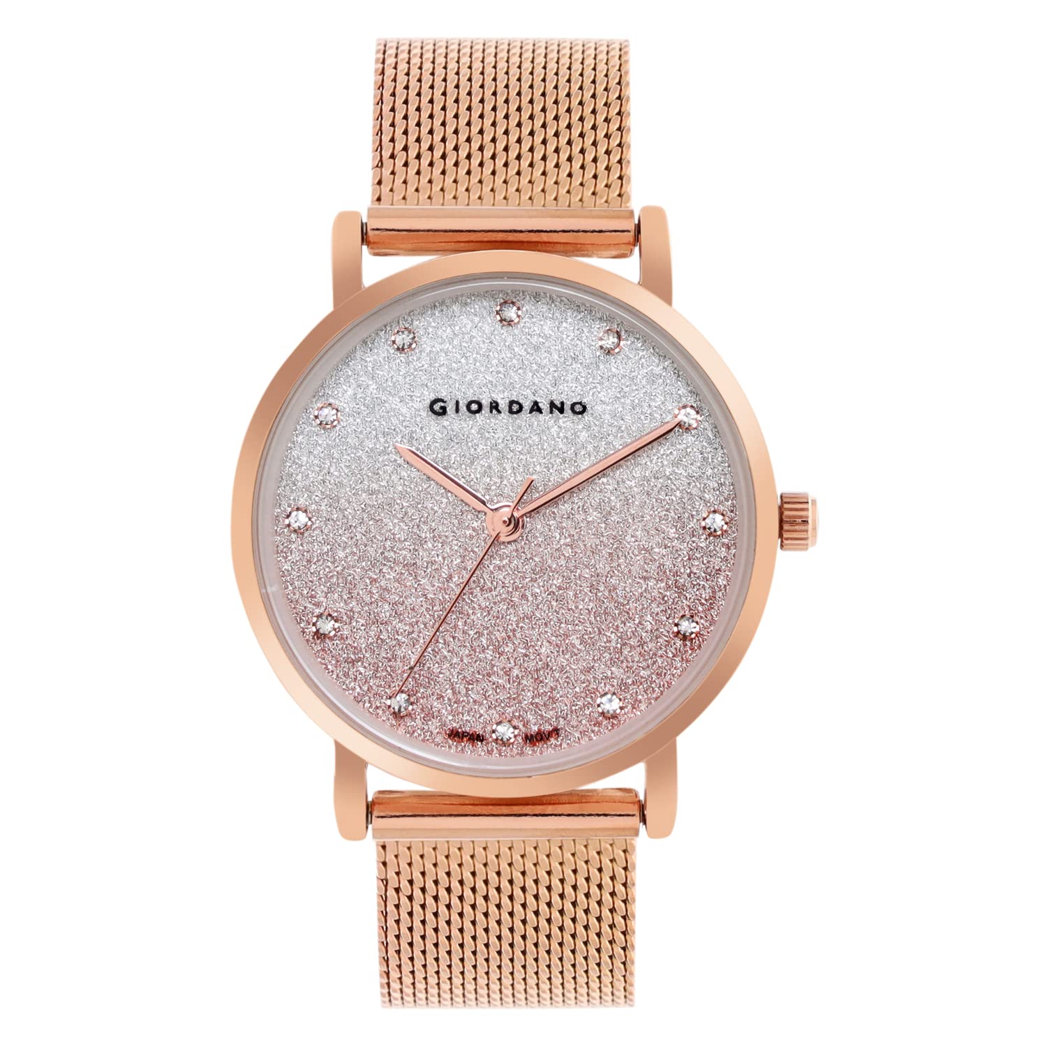 Giordano Shimmer Collection Analogue Watch for Women with Shimmer Dial and Rose Gold Stylish Mesh Band Ladies Wrist Watch to Complement Your Party Look GD-60005-22 (B09XMLP8SH) Amazon Price History, Amazon Price Tracker