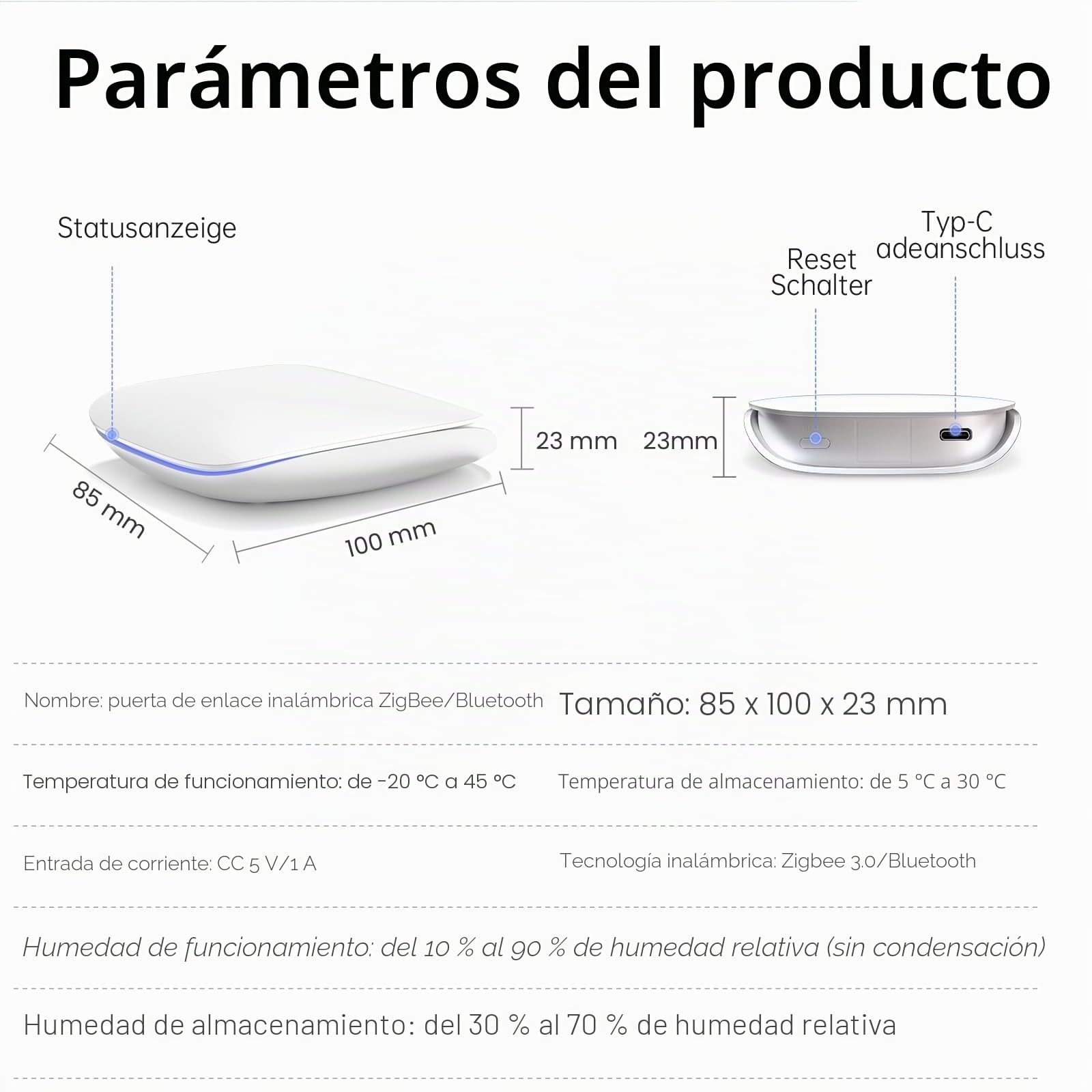 AVATTO Zigbee & Bluetooth Gateway Tuya Wireless Smart Home Bridge Hub APP Control y gestión multidispositivo compatible con Alexa y Google Assistant