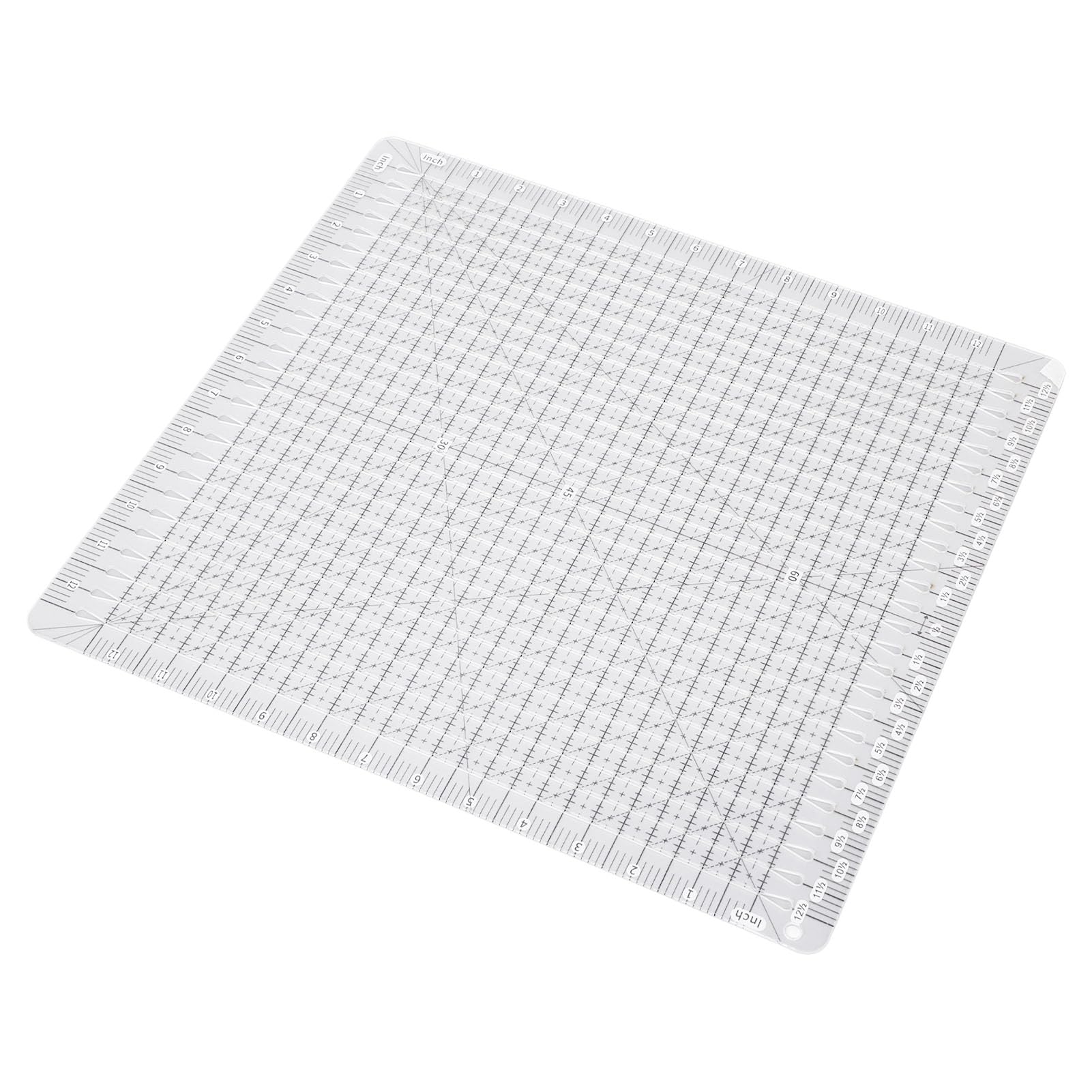Eujgoov Righello per Quilting con Intaglio in Acrilico 12, 5x12, 5 Pollici Modello per Taglio Preciso del Tessuto, Cucito, Patchwork, Lavorazione Artigianale