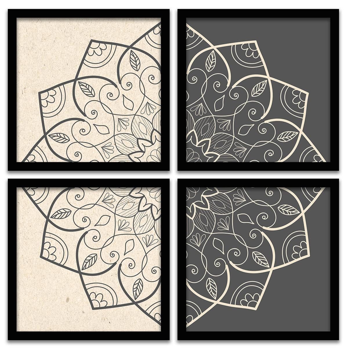 Avni Creations Mandala Art Wall Painting For Living Room, Bedroom, Office, Home Decoration Item/Mandala Art Wall Frames For Room Decoration (11x11 Inches) Set of 4