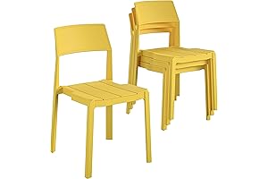 Novogratz 87817YLW4E Poolside Collection, Chandler Stacking Stackable Dining Chairs (4-Pack)