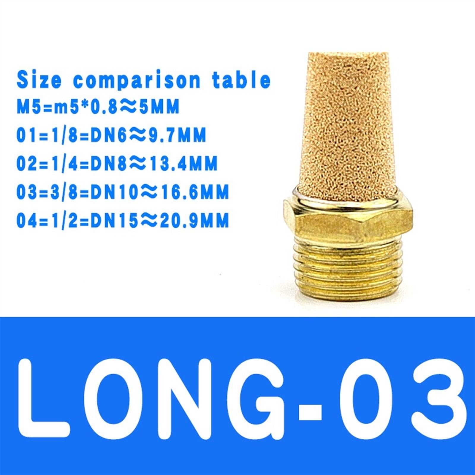 Silenziatori Pneumatici, marmitte, silenziatori Connettore silenziatore di Scarico Assorbimento Rumore compressore Aria(Long03)