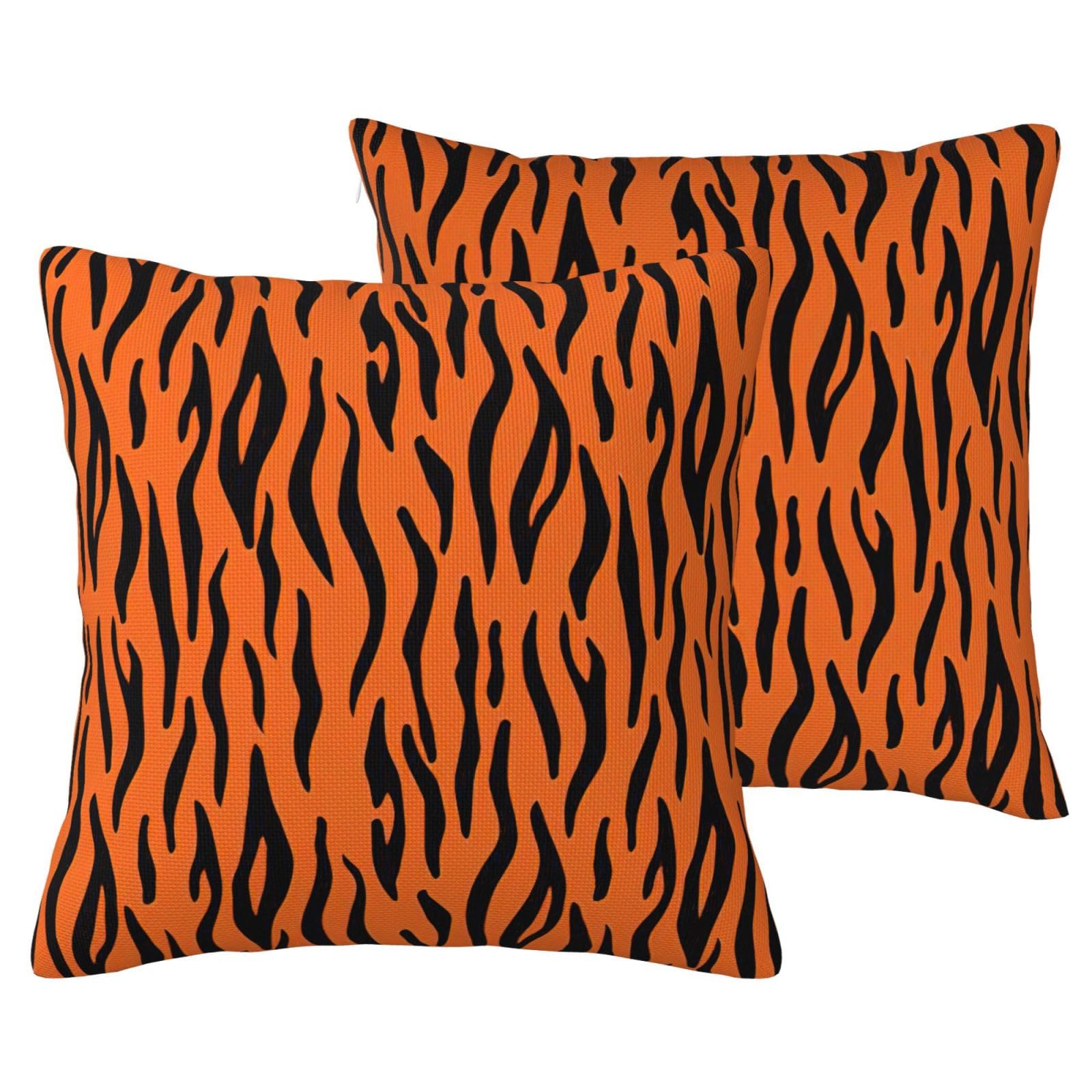 Housse de coussin à rayures oranges pour décoration de canapé de salon