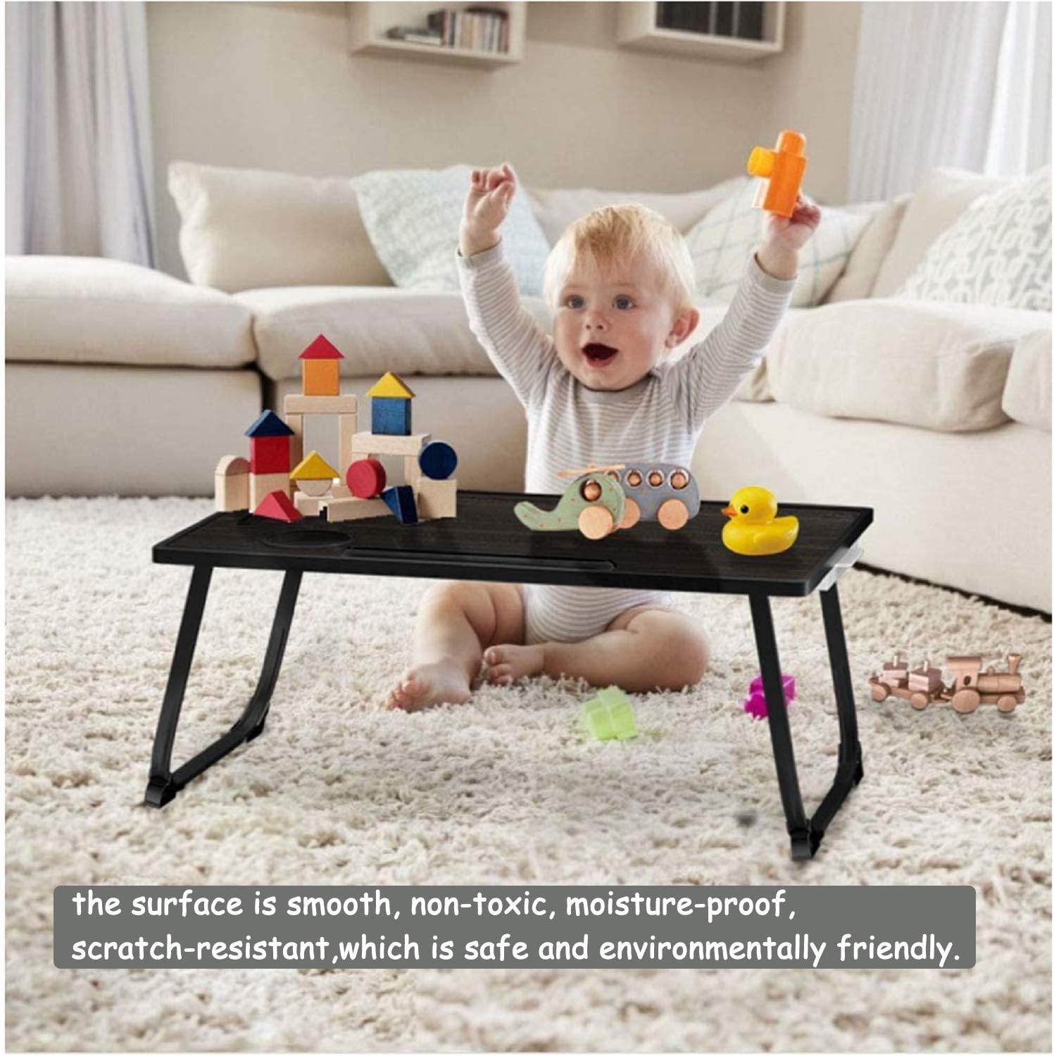 Best Promo Laptop Desk for Bed, Portable Bed Computer Desk for Laptop and Writing, Bed Tables Tray for Eating and Laptops with Folding Legs, Breakfast Trays for Bed/Sofa/Chair(Black)