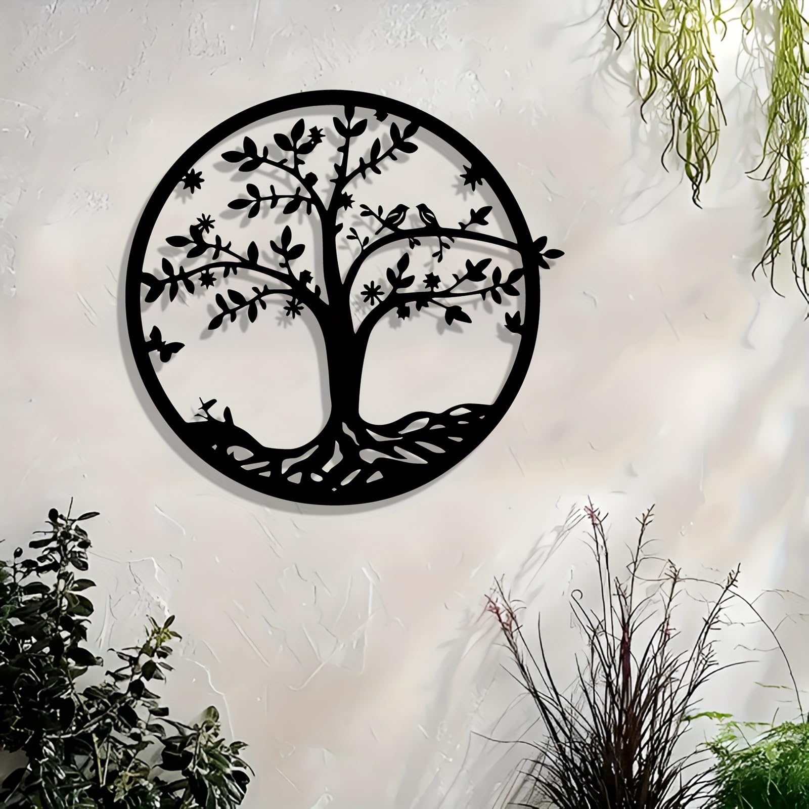 Árbol genealógico Abstracto contemporáneo de Metal para decoración de Pared: Arte Circular de la Vida con Ramas y raíces intrincadas, decoración para Interiores y Exteriores, Ideal