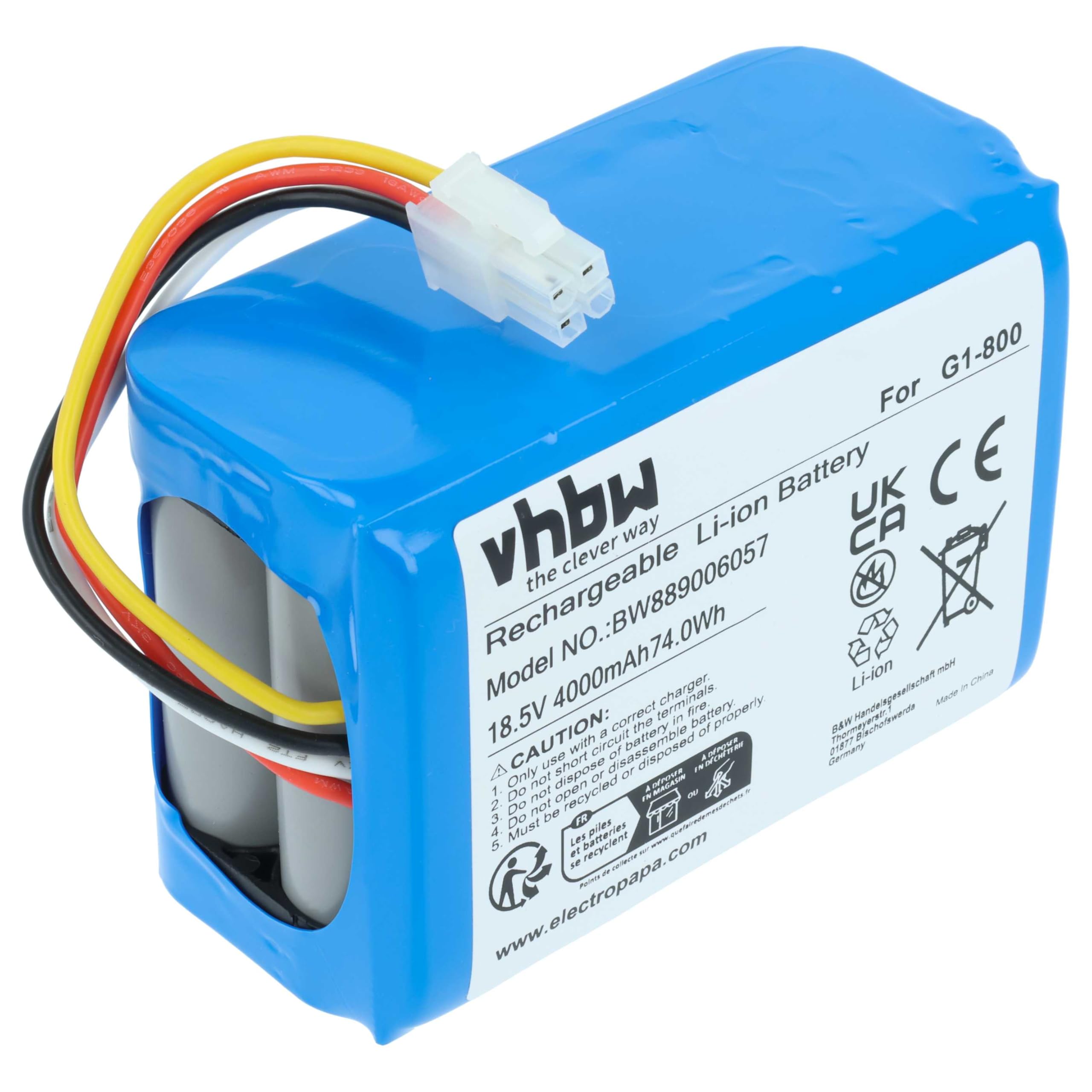 vhbw Batería Compatible con Ecovacs Goat G1-800W, Goat GX, Goat O1200 RTK, Goat O800 RTK Robot cortacésped cortacésped 4000mAh 18,5V Li-Ion