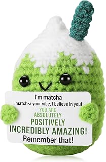 Emotional Support Crochet Matcha - Handmade Positive Energy Gift with Card, Thank You Teacher Present, Birthday Gift for Women & Men, Home or Office Desk Decoration