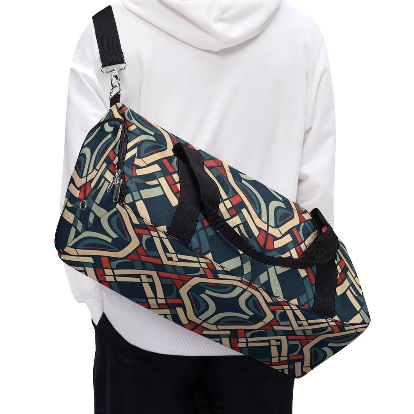 Sporttasche für Damen und Herren, mit Schuh- und Nassfach, Reisetasche, Blau und Weiß, Wochenendtasche, Handgepäcktasche für Schwimmen, Fitness, Workout, Sport, Einheitsgröße, Stil:, Einheitsgröße