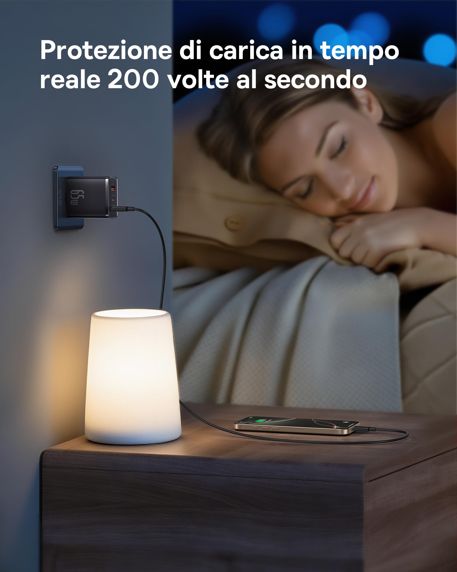 Baseus - Caricatore con USB C, 65 W, USB C, 3 Porte PD con PPS, al Nitruro di Gallio (GaN), per MacBook Pro/Air, Serie iPhone 16/15/14/13/12, iPad Pro, Galaxy S25 Ultra, S24-S20, ecc.