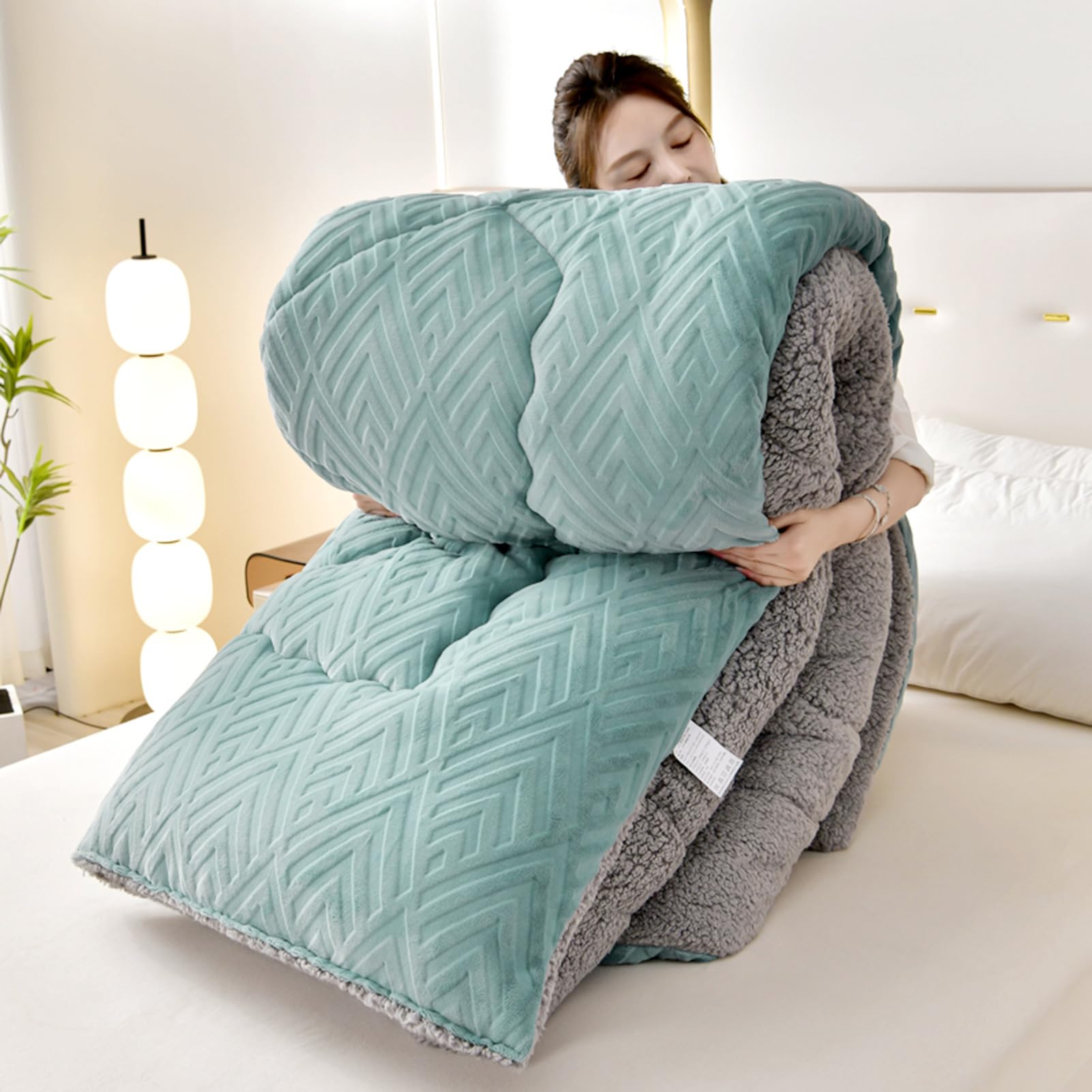 SXZAGZR Sofa Blanket for Large Bed Winter Thick Sheepskin Thick Warm Fur Blanket Sofa Soft and Warm with Sheepskin Cashmere Lamb Nordic (Blue, 150 x 200 cm 2.5 kg)