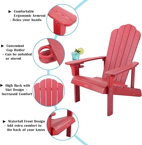Miniatura 3 de Silla Adirondack resistente a la intemperie, silla Adirondack de plástico duro con soporte para tazas, cómoda, fácil de montar y mantener, silla de