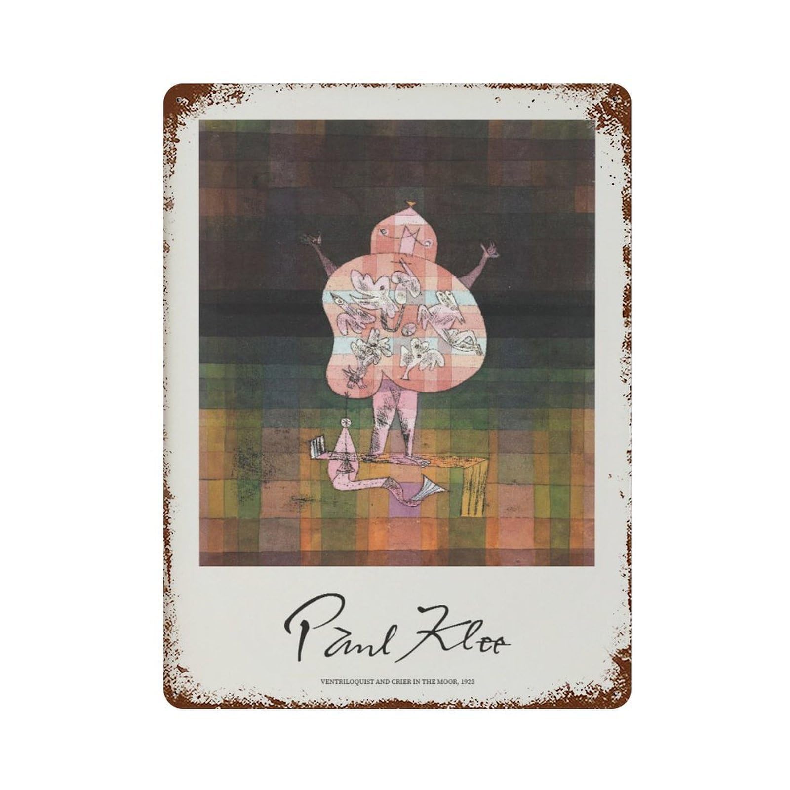 xiaoxiaoshen Paul Klee 'ventriloquist And Crier in The Moor' Wall Decor Art Metal Tin Poster Modern Home Decor Art Home Bar Shop Decorations Vintage Sign 40x30cm