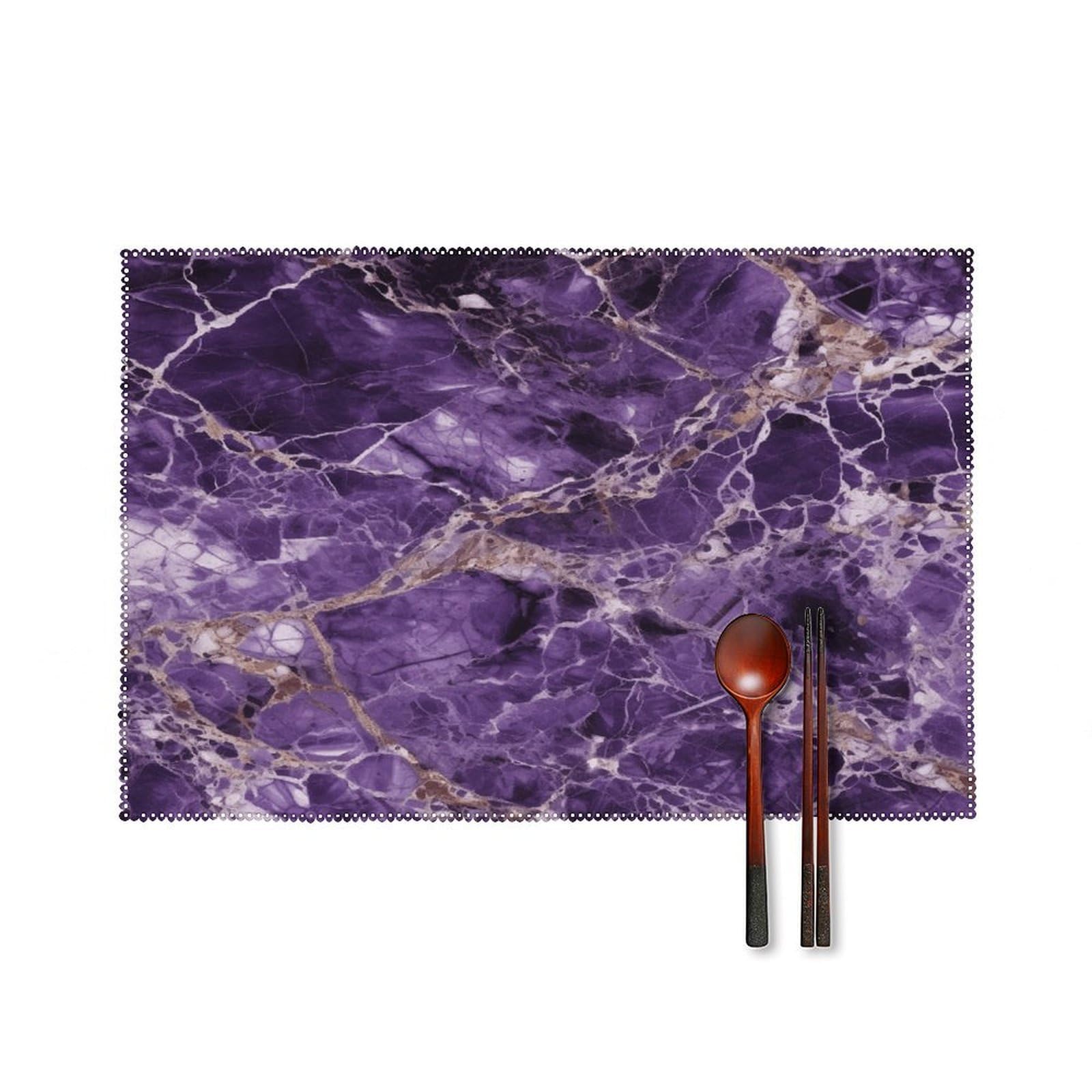 Marble Purplem Placemats Set of 6 Heat Resistant Non-Slip Table Mats Washable Indoor Outdoor Place Mats Rustic Vintage Seasonal Placemat for Kitchen Dining Outdoor Party Table Decor