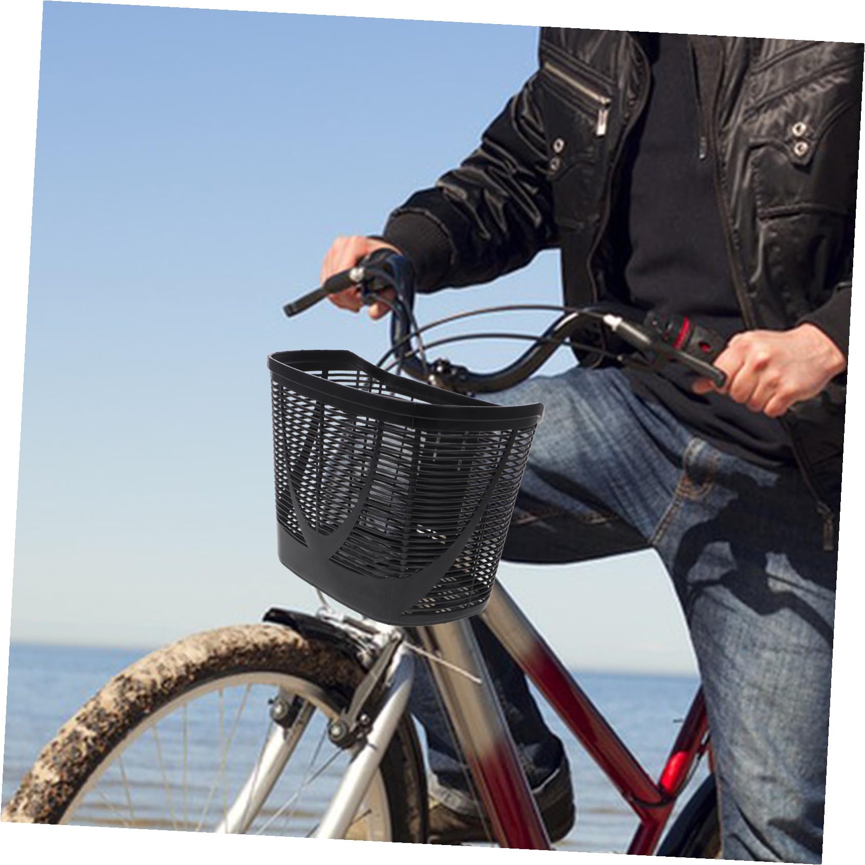 Cesta Fácil Instalación Gran Capacidad y Diseño Espacioso de Plástico Negro para Bicicleta para Bicicletas Urbanas y Eléctricas en Oficina y Desplazamientos