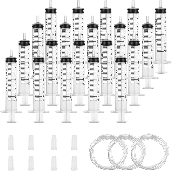 MIVIDE 50PCS 10ml Syringes, Plastic Syringe with Tube, Feeding Syringe