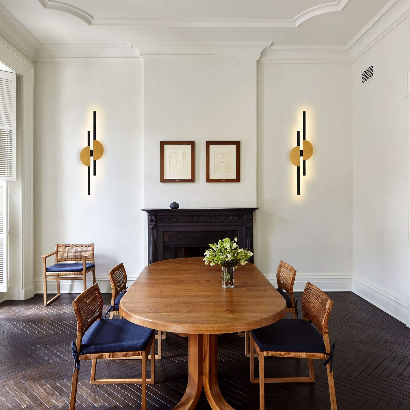 Mjsdjof Black Gold Modern Wall Lights 16W LED Wall Lamp, Aluminum Linear Bath Wall Lighing Fixtures, Warm Light Minimalist Wall Sconce for Corridor, Staircase, Entrance