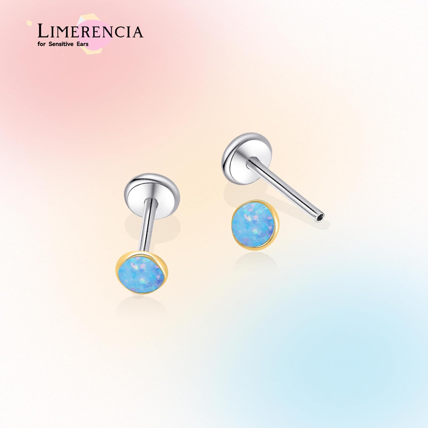 limerencia 18G Titanium Body Piercing Jewelry, G23 Hypoallergenic Flat Back Opal Internally Threaded Tragus Helix Cartilage Conch Medusa Nose Stud Earrings for Women Men - Image 7