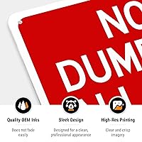 Vista 5 de Letrero bilingüe de "No Dumping Allowed No Arrojar Basura, 10 x 14 pulgadas, libre de óxido, aluminio 040, resistente a la decoloración, fabricado