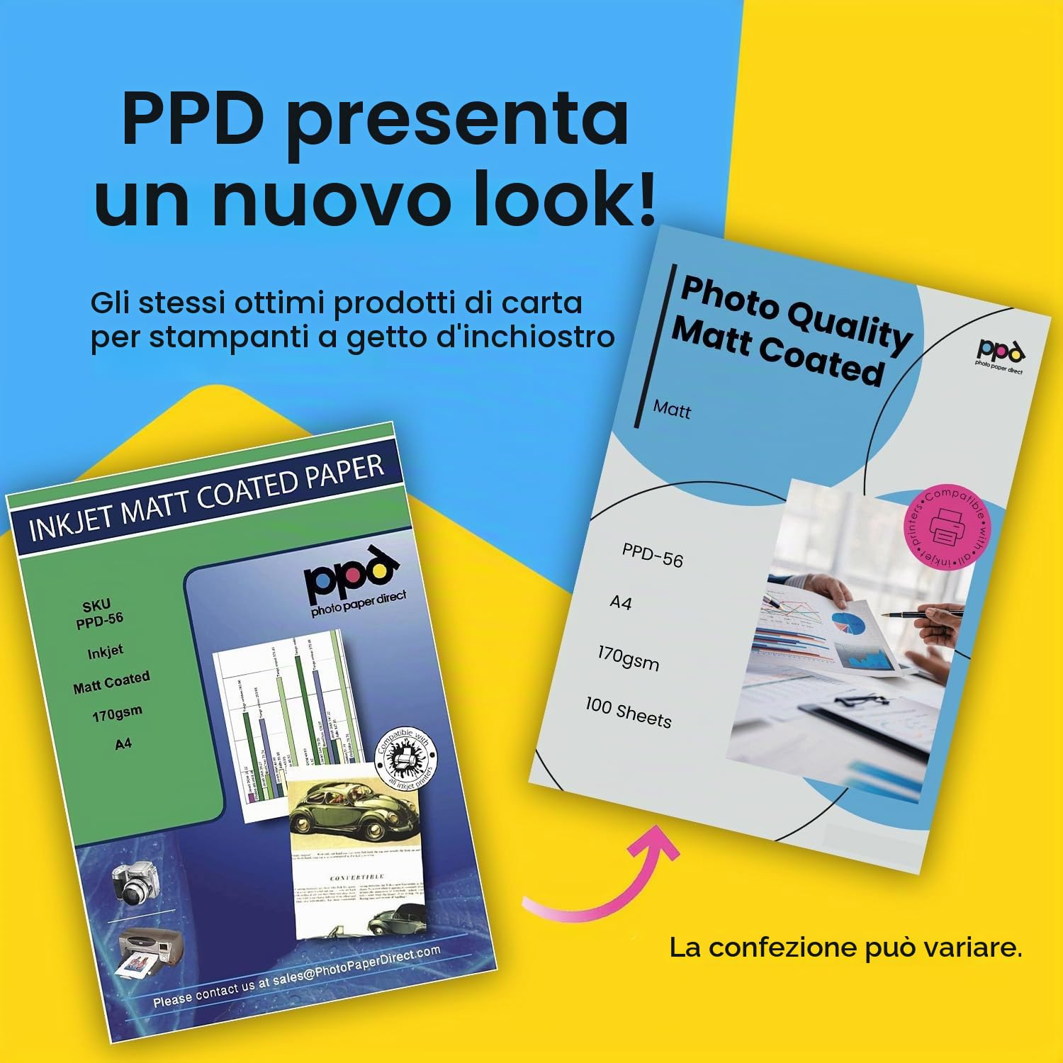 PPD A4 100 Fogli 170g Carta Opaca Di Qualità Fotografica Per Stampanti Inkjet - PPD-56-100