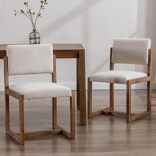 Miniatura 8 de Mid-Century - Juego de 2 sillas de comedor tapizadas de sherpa, sillas laterales sin brazos con respaldo, patas de madera para comedor, sala de