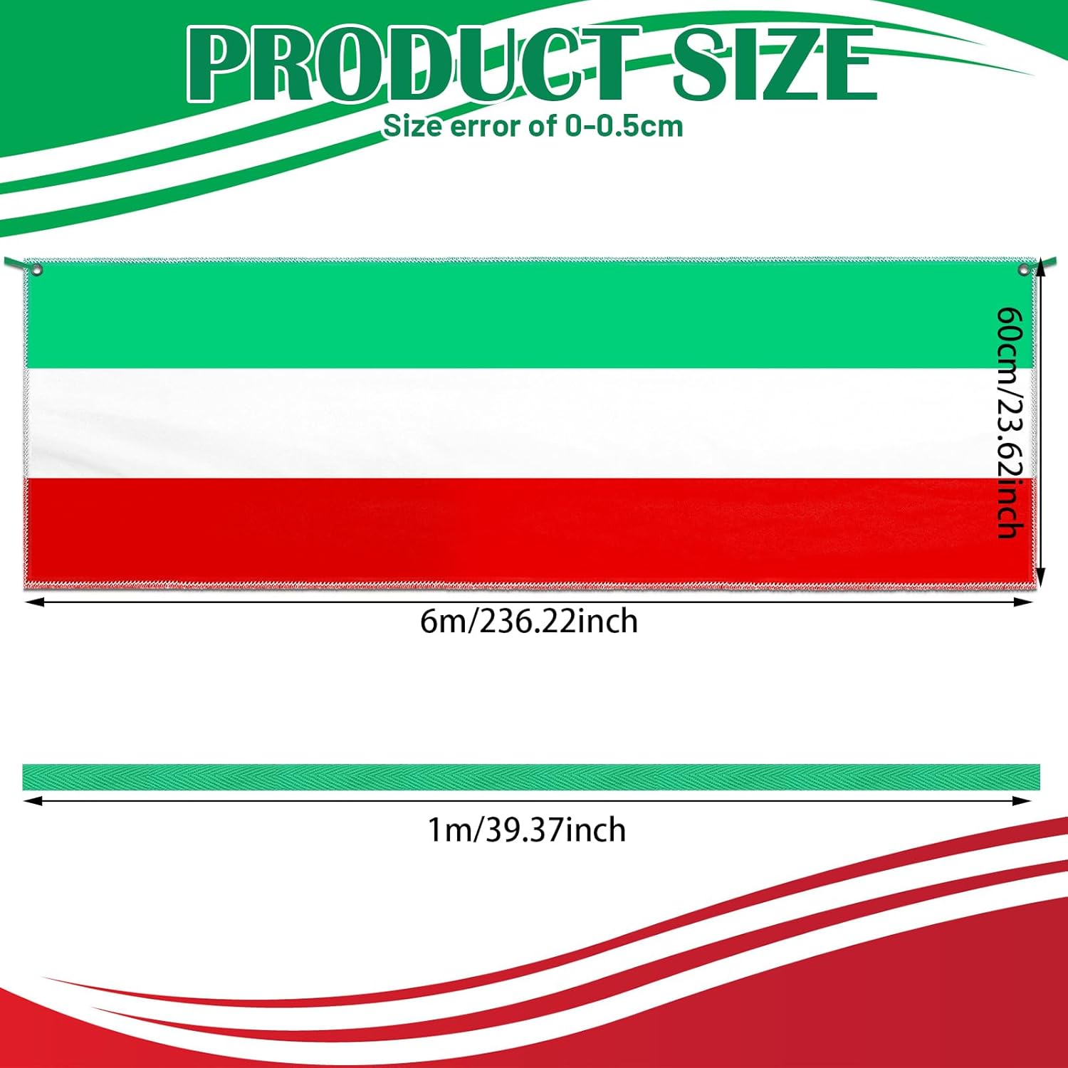VitalCozy 4 Pcs Red White & Green Fabric Bunting Flag Party Decorations Banner Carnival Decoration for Home Indoor Outdoor Festival Porch Rail Decoration Party Supplies