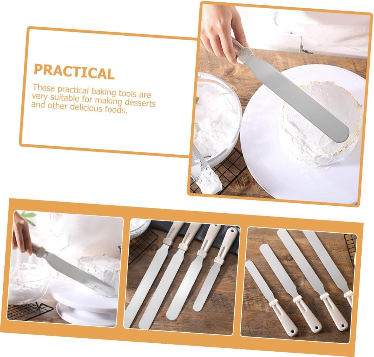 3pcs Baking Spatula Cake Decorating Spatula Cream Scraper Set
