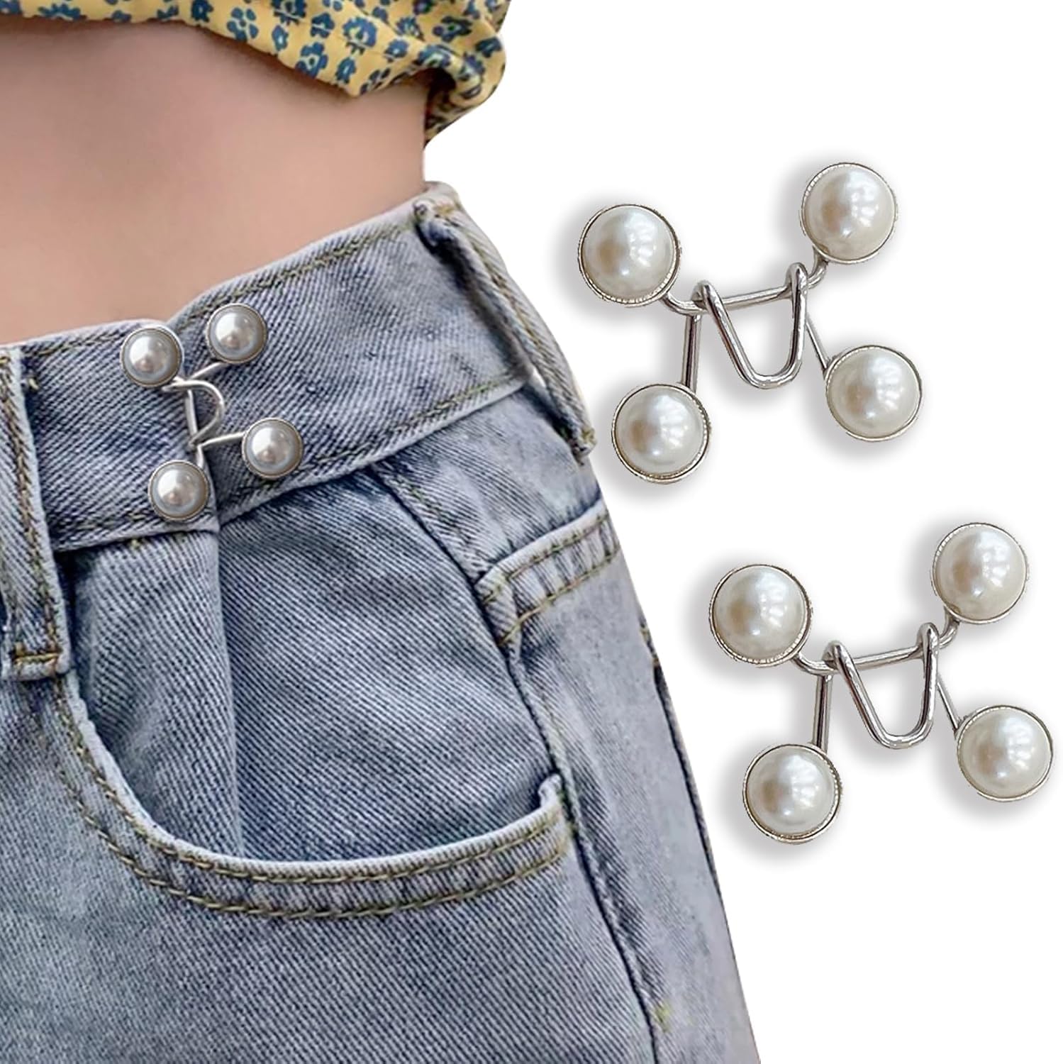 FEORA 2 Pcs Adjustable Jeans Button for Waist Tightening, Adjustable Waist Buckle Extender for Jeans, Waist Tightener Clips for Loose Jeans, Pants, Skirts (No Sewing Required) FEORA 2 Pcs Adjustable Jeans Button for Waist Tightening, Adjustable Waist Buckle Extender for Jeans, Waist Tightener Clips for Loose Jeans, Pants, Skirts (No Sewing Required)