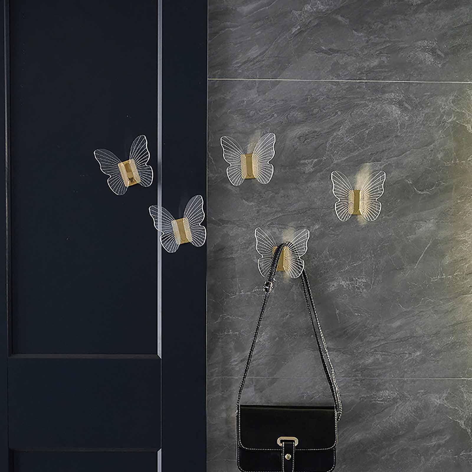 Ganchos para toallas, abrigos de baño, bata, ropa, baño, ducha, gancho de pared para cocina, garaje, hotel, armario, puerta, pared, gancho montado en mariposa, 5 piezas