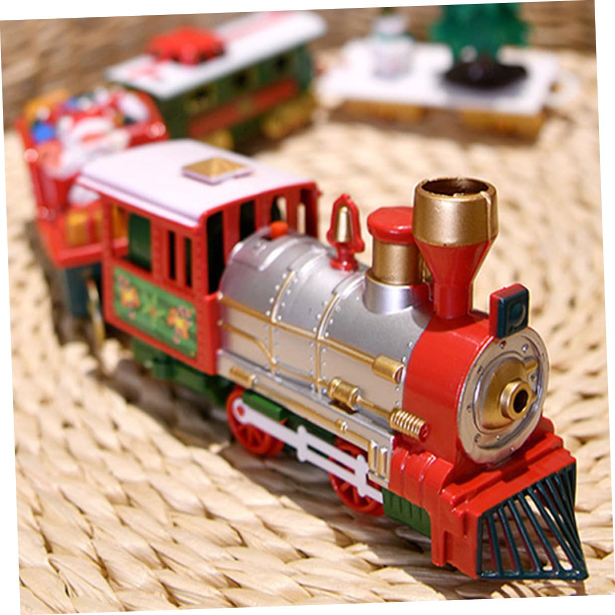 FRCOLOR Trenino Natalizio Elettrico Piccolo Giocattolo di Simulazione con Pista di Trenini per Casa Ornamento Natalizio