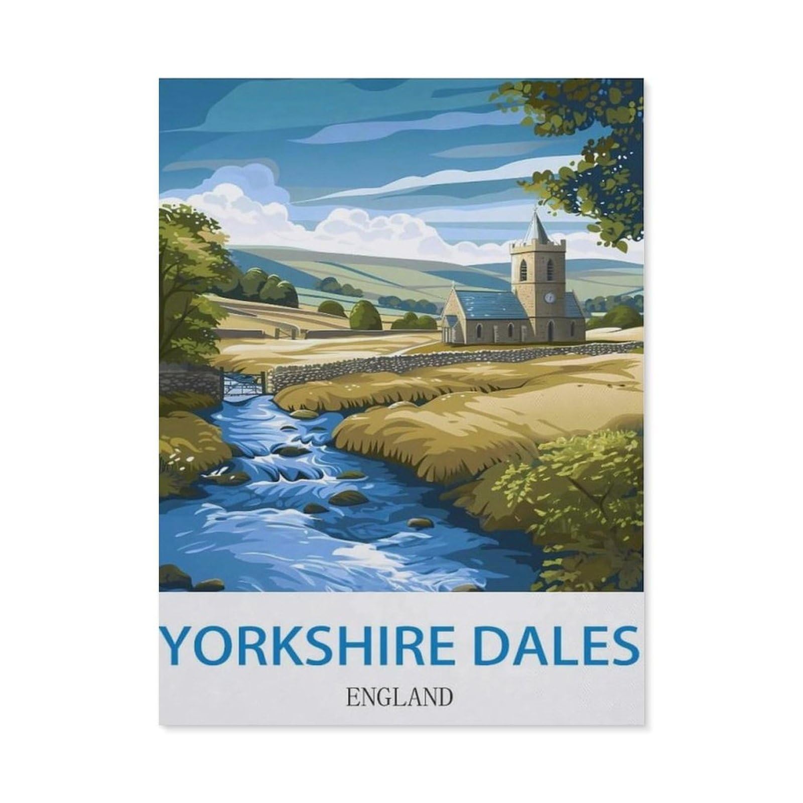 Yorkshire Dales England，Retro Metal Tin Sign/Plaque for Kitchen Lounge Garden Garage Pub Wall/Door(15x30cm）6x12 inch-ED33