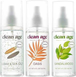 Aluminum Free Deodorant & Body Spray for Whole Body - 3 Pack 4oz ea - Wanderlust Collection (Cedar, Oasis and Sandalwood) - Clean Deodorant and Body Spray for Teen Boys and Girls
