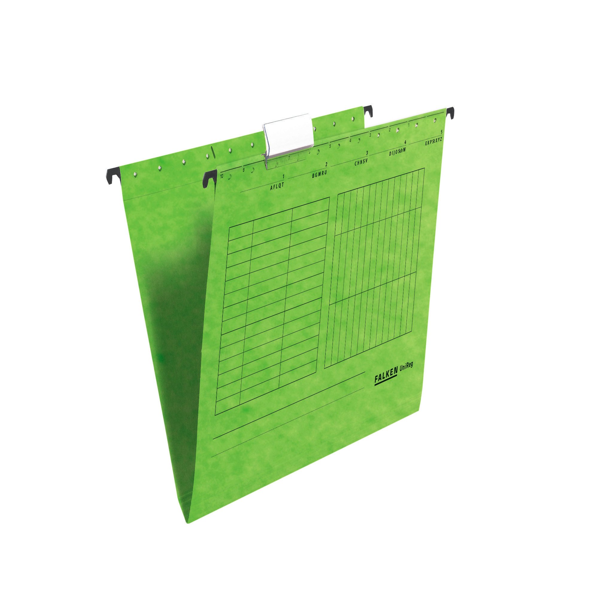 Original Falken 25er Pack Hängemappe UniReg. Made in Germany. Aus Recycling-Karton für DIN A4 seitlich offen grün Pack Blauer Engel ideal für die lose Blatt-Ablage im Büro und der Behörde