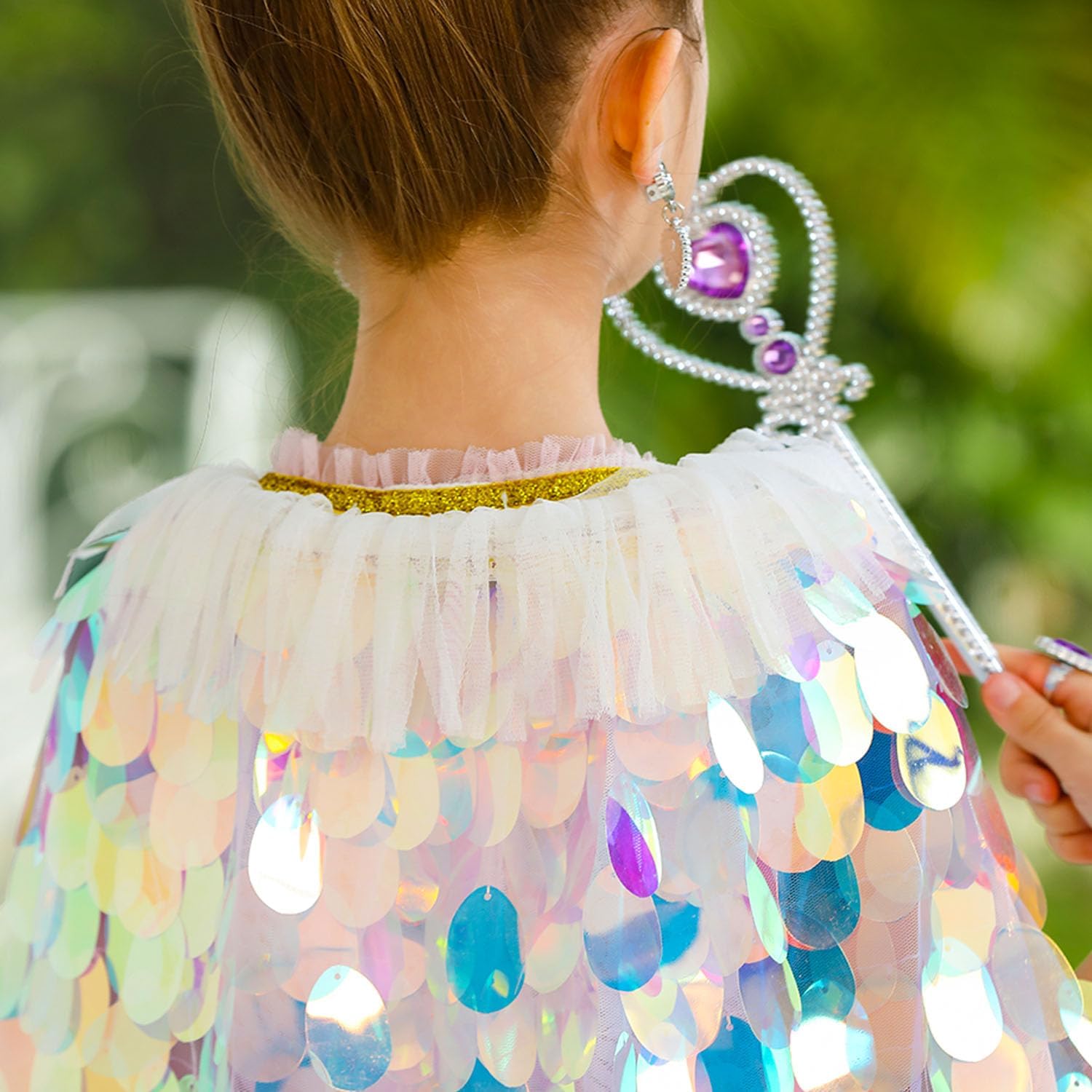 Princess Dress Up Rainbow Mermaid Cape Toddler Costume for Princess Cloaks Gift Set for Little Girls 3-8 Years - Image 2