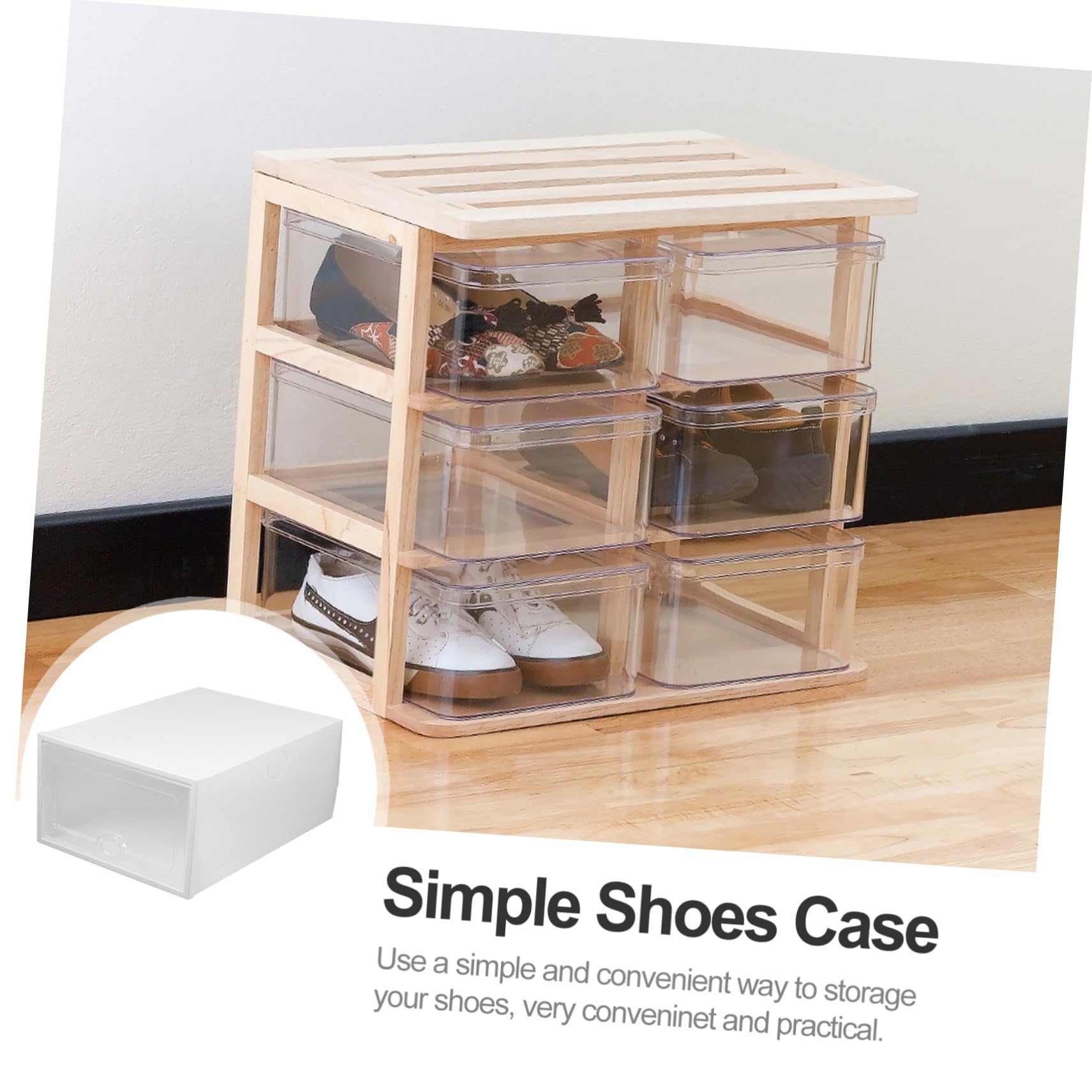Zerodeko 6 Piezas Cajas de Zapatos de Plástico Transparente Tipo Cajón Caja para Guardar Zapatos Organizador para Hogar