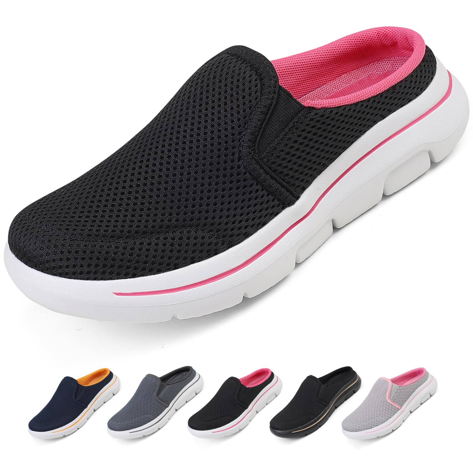 Zuecos Hombre Mujer Comodos Transpirable Zapatillas de Casa Ligero Casual Zapatos de Interior Exterior