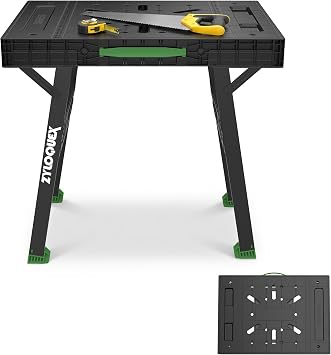Foldable Work Bench,Easy Step Protable Work Table,34" W x 25" D x 31" H Lightweight Workbench wih 1650 LBS,Work Benches for Garage,Work Bench Suitable for Garage,Workshop and Home Green