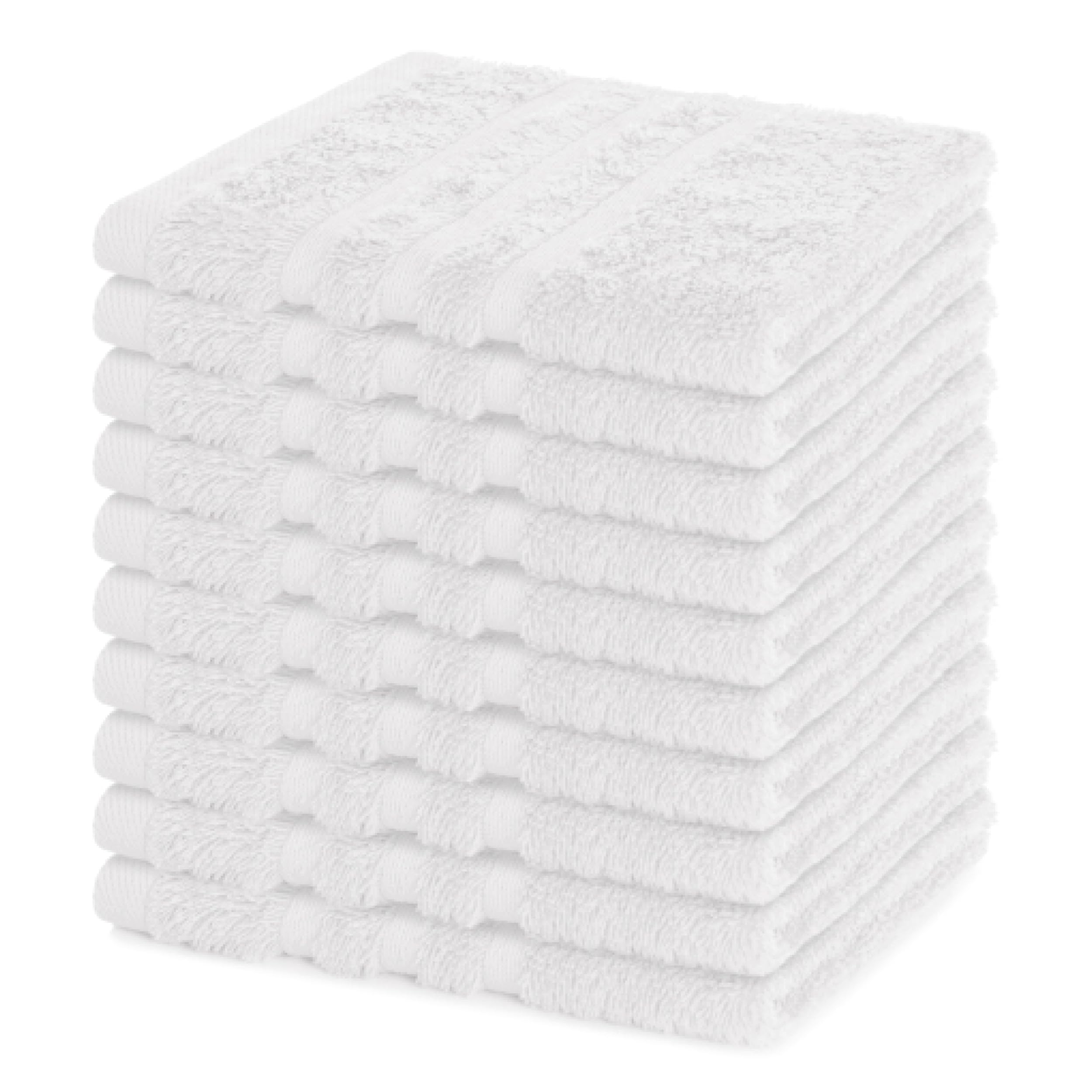 Lavea® 10er Seiftuch Set, 30 x 30 cm, 100% Baumwolle Frottier 500 g/m², Gästehandtücher und kleine Waschlappen, pflegeleicht 60 °C, Frottierserie Elena, ideal für Bad und Gäste WC, Weiß