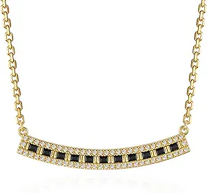 Fettero Dainty Gold Necklace for Women, 14K Gold Plated Cute Bar Pendant Choker Necklaces Simple Trendy Bar Necklaces Jewelry