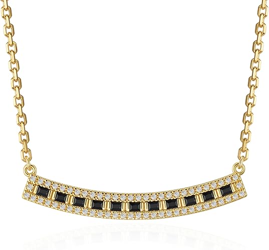 Fettero Dainty Gold Necklace for Women, 14K Gold Plated Cute Bar Pendant Choker Necklaces Simple Trendy Bar Necklaces Jewelry