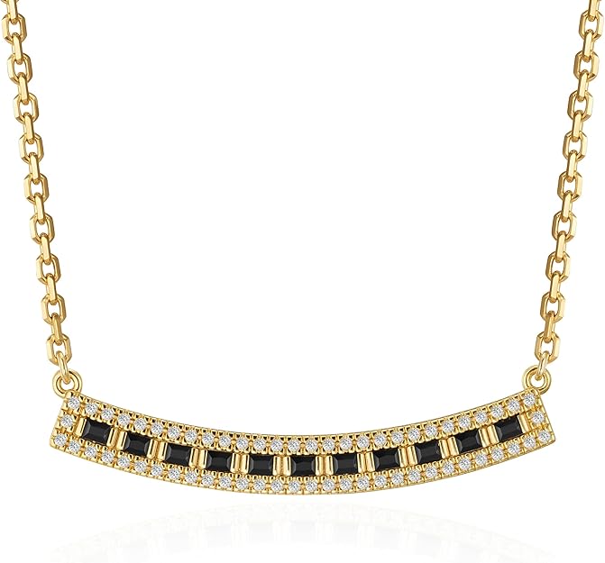 Fettero Dainty Gold Necklace for Women, 14K Gold Plated Cute Bar Pendant Choker Necklaces Simple Trendy Bar Necklaces Jewelry