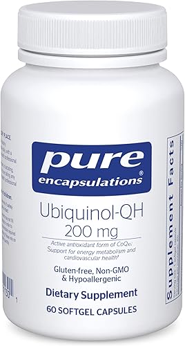 Pure Encapsulations Ubiquinol-QH 200 mg Forma activa de CoQ10 para apoyar la salud inmune la energía celular y la salud cardiovascular 60 cápsulas