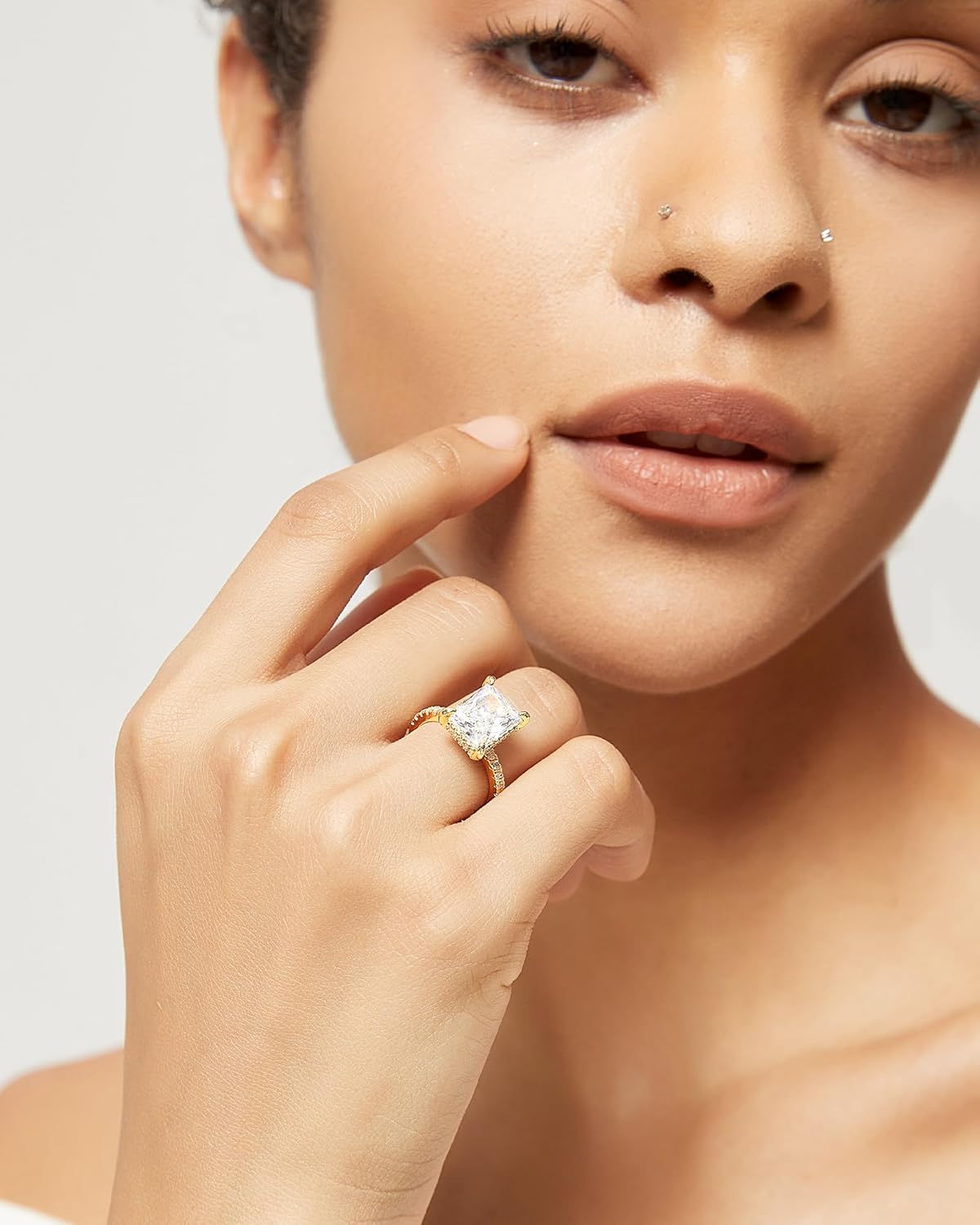 TIGRADE 4CT Engagement Ring for Women Radiant Cut Cubic Zirconia Wedding Band CZ Promise Anniversary Ring Size 3-13 - Image 4