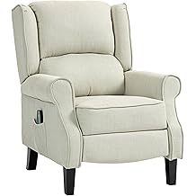 HOMCOM Vibration Massage Recliner Chair for Living Room with Heat, Wingback Single Sofa, Modern Linen Fabric Push Back Reclining Chair with Footrest, Side Pocket, Beige