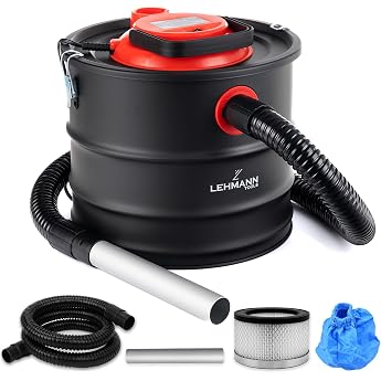 LEHMANN Ash Vacuum Cleaner 18L - 1200W - Fireplace Vacuum Cleaner with Robust Metal Tank - HEPA Filter in Metal Housing - Blow Function - Ash Vacuum Cleaner for High Temperatures - Ideal for Fireplace Pellet Stove Grill