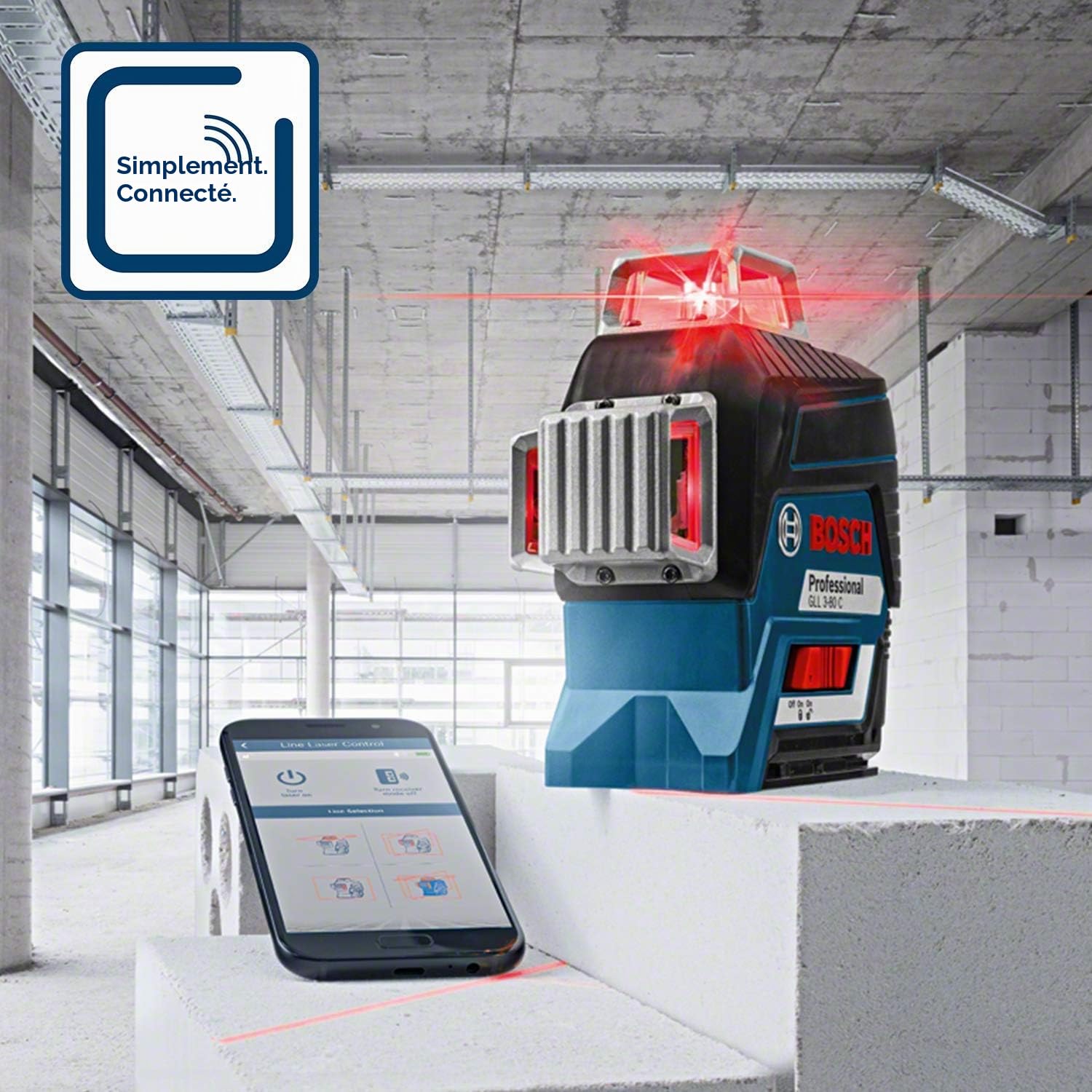 Laser ligne 12V GLL 3 80 C + 1 batterie GBA 2Ah + chargeur + coffret L BOXX BOSCH 0601063R02