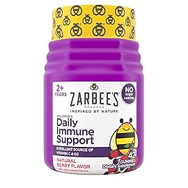 Zarbee\'s No Sugar Coating Elderberry Gummies for Kids, Daily Immune Support* Gummies with Vitamins C, D3 & Zinc to Support a Healthy Immune System*, No Artificial Flavors, Ages 2+, 42 ct