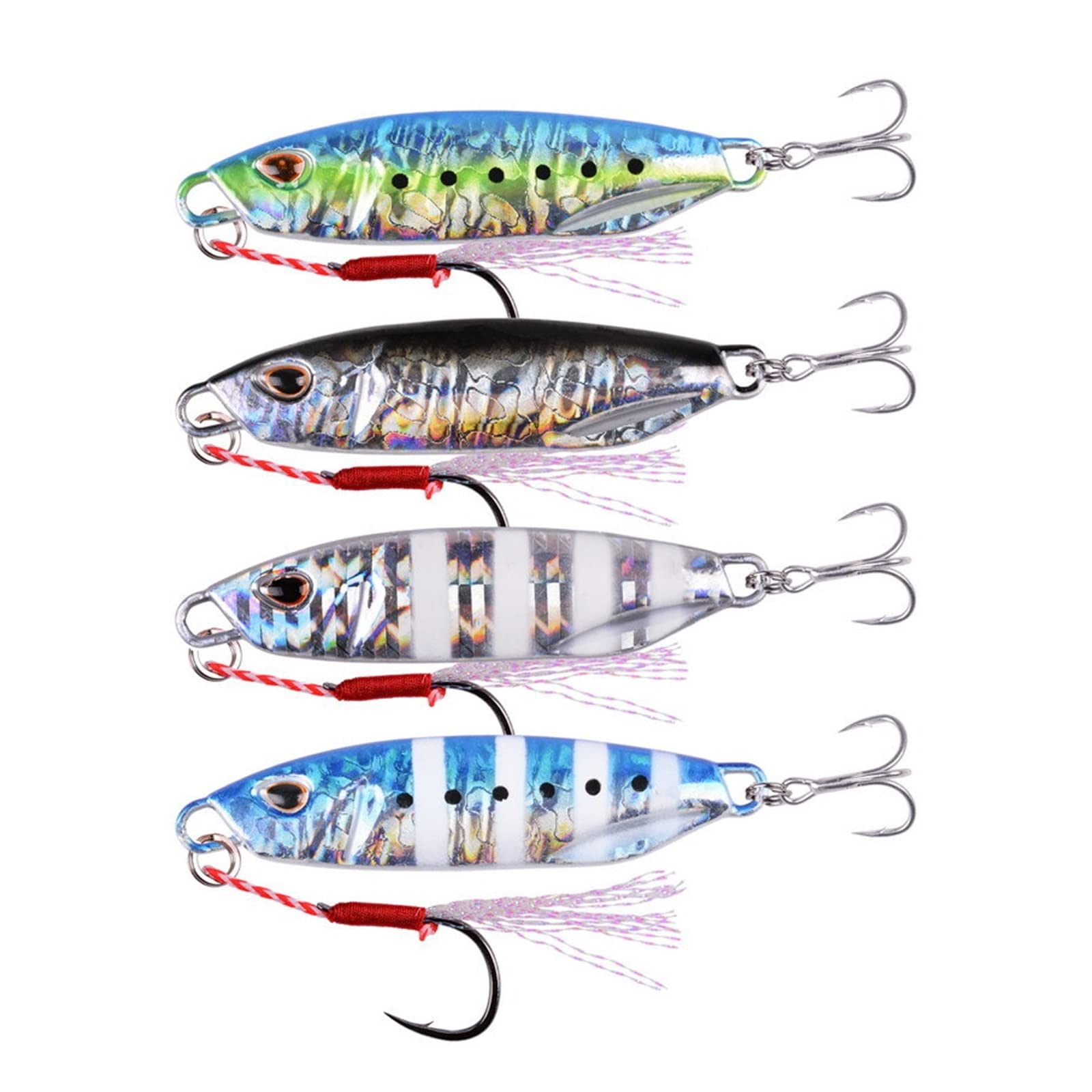 XILILHC 10 Stück Metallguss Jigs Köder Löffel Kunstköder Tackle | 10G 15G 20G 30G 40G Shore Casting Jigging Fisch Seebarsch Angelköder
