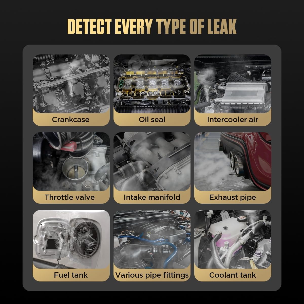 Various types of leaks detectable by AUTOOL SDT 100